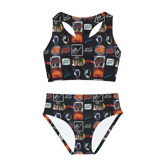 Daft Punk Album Cover Art Collage Girls Two Piece Swimsuit