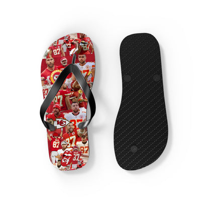 Travis Kelce Chiefs Red Collage Flip Flops