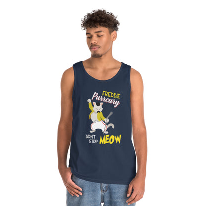 Queen Don't Stop Meow Freddie Purrcury Unisex Heavy Cotton Tank Top