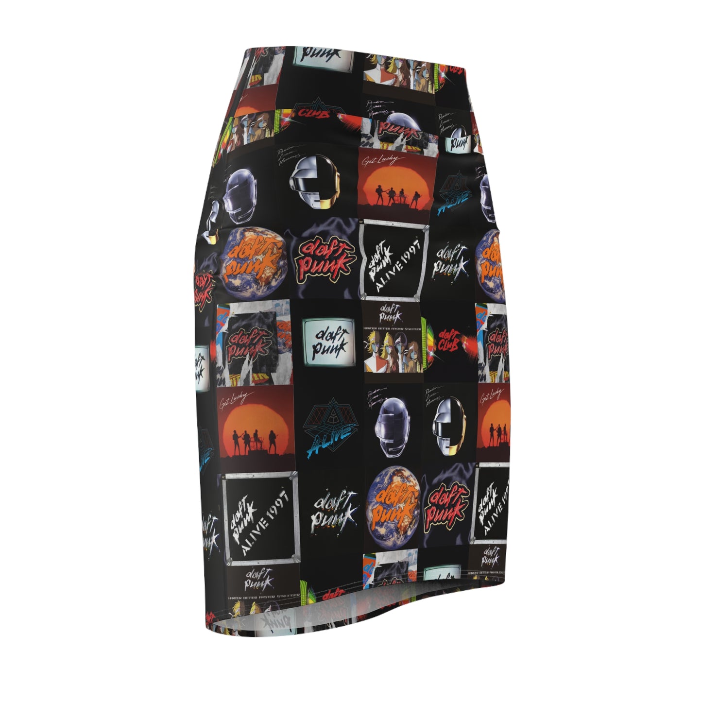 Daft Punk Album Cover Art Collage Women's Pencil Skirt
