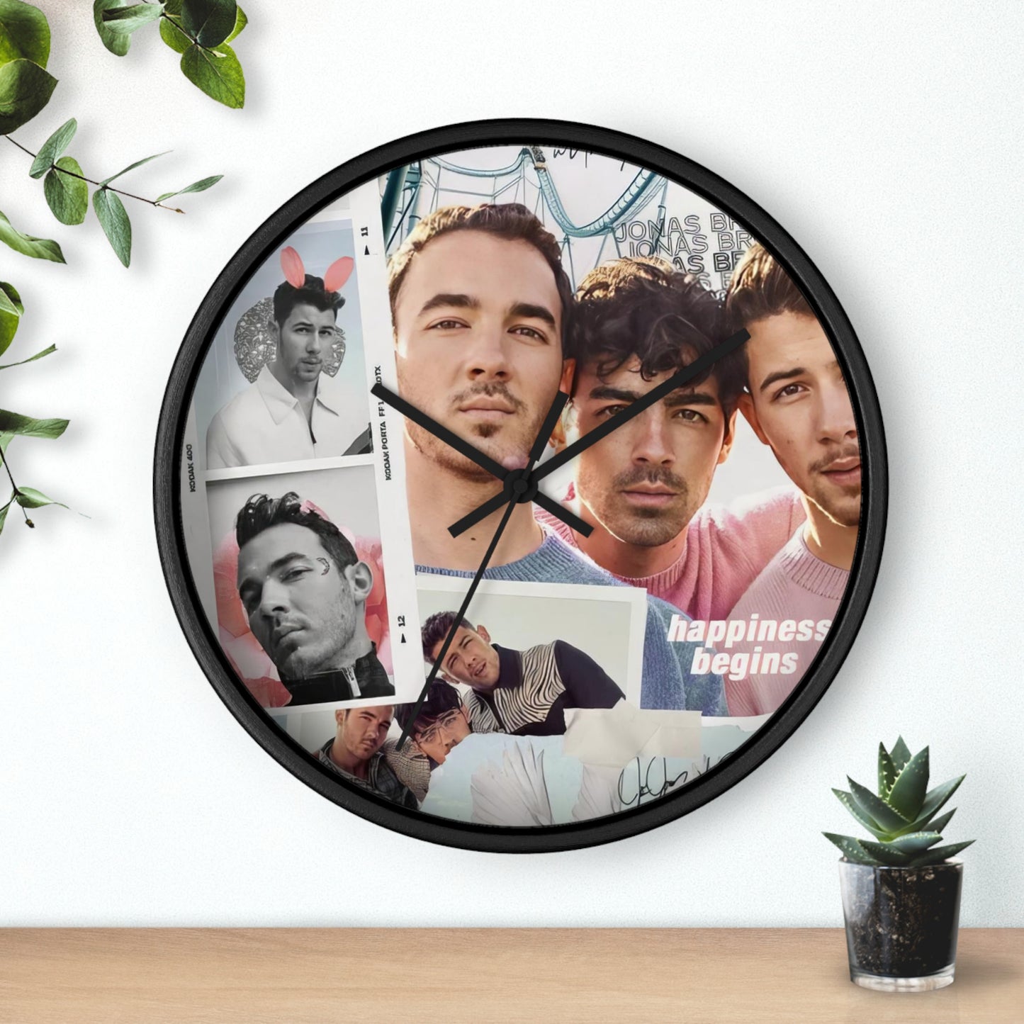 Jonas Brother Happiness Begins Collage Round Wall Clock