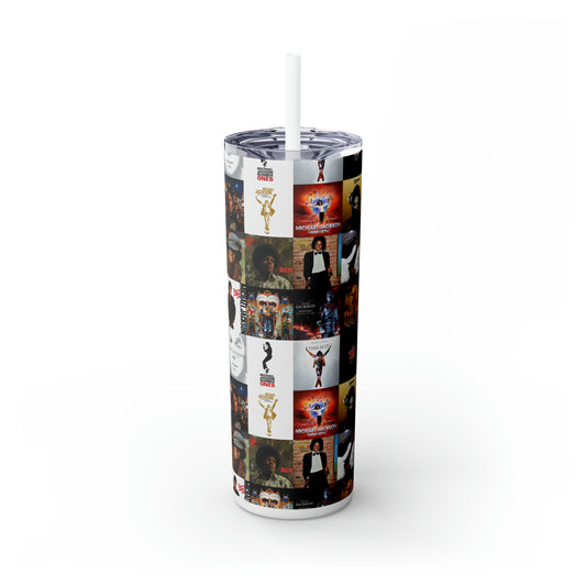 Michael Jackson Album Cover Collage Skinny Tumbler with Straw