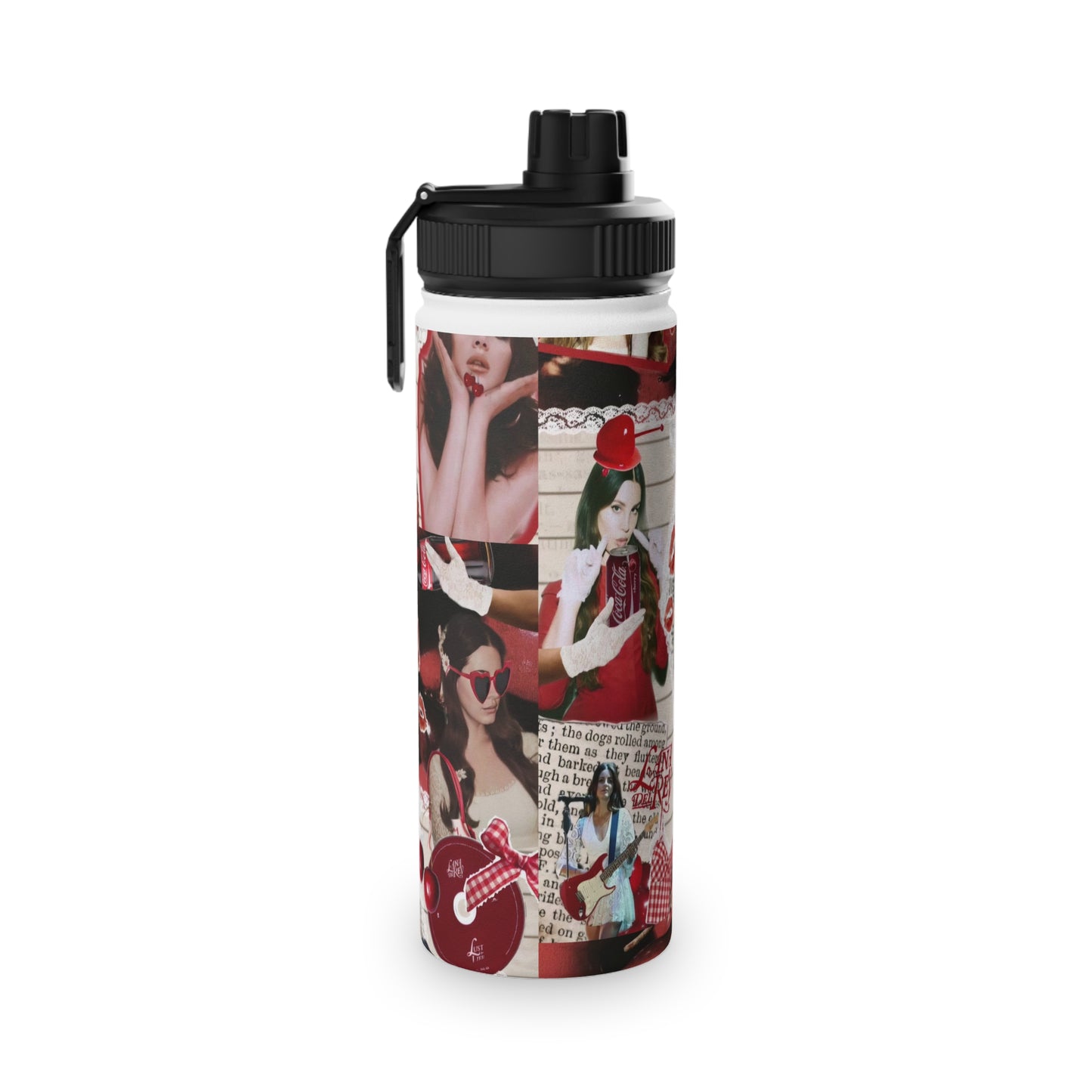 Lana Del Rey Cherry Coke Collage Stainless Steel Sports Lid Water Bottle