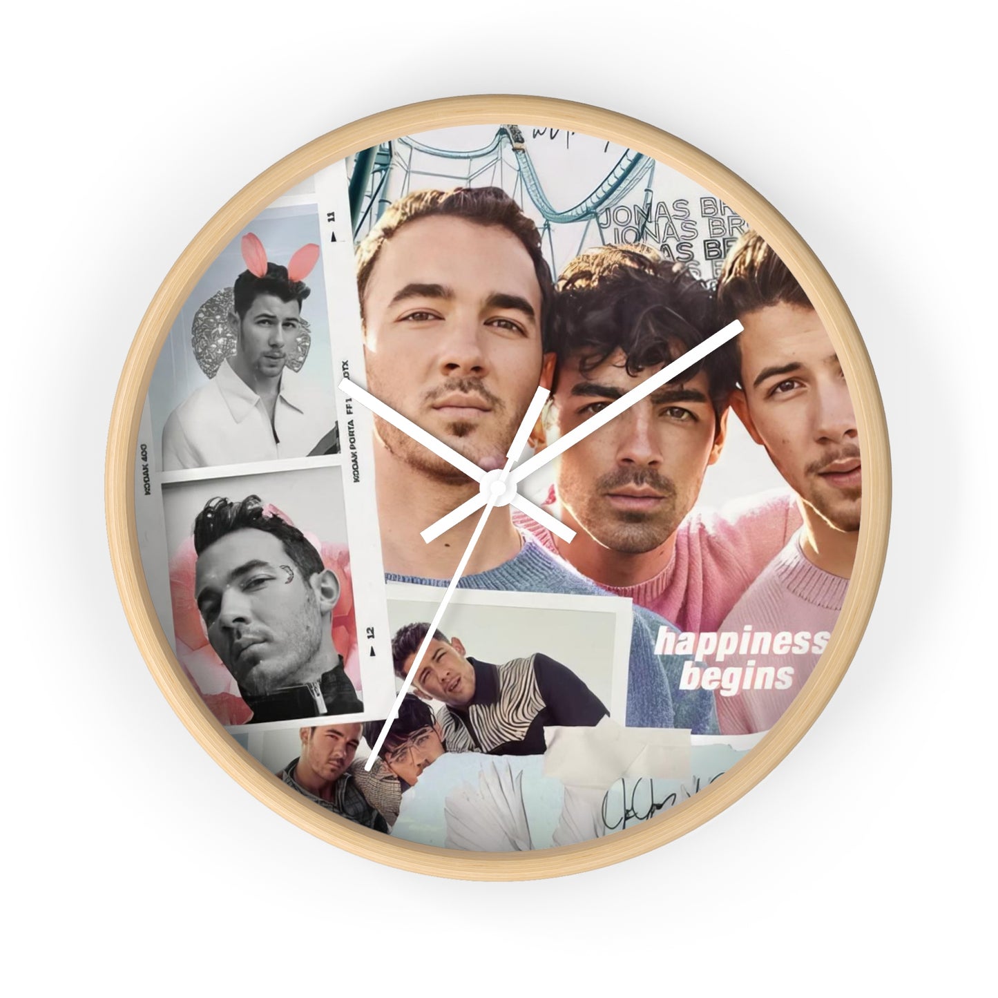 Jonas Brother Happiness Begins Collage Round Wall Clock