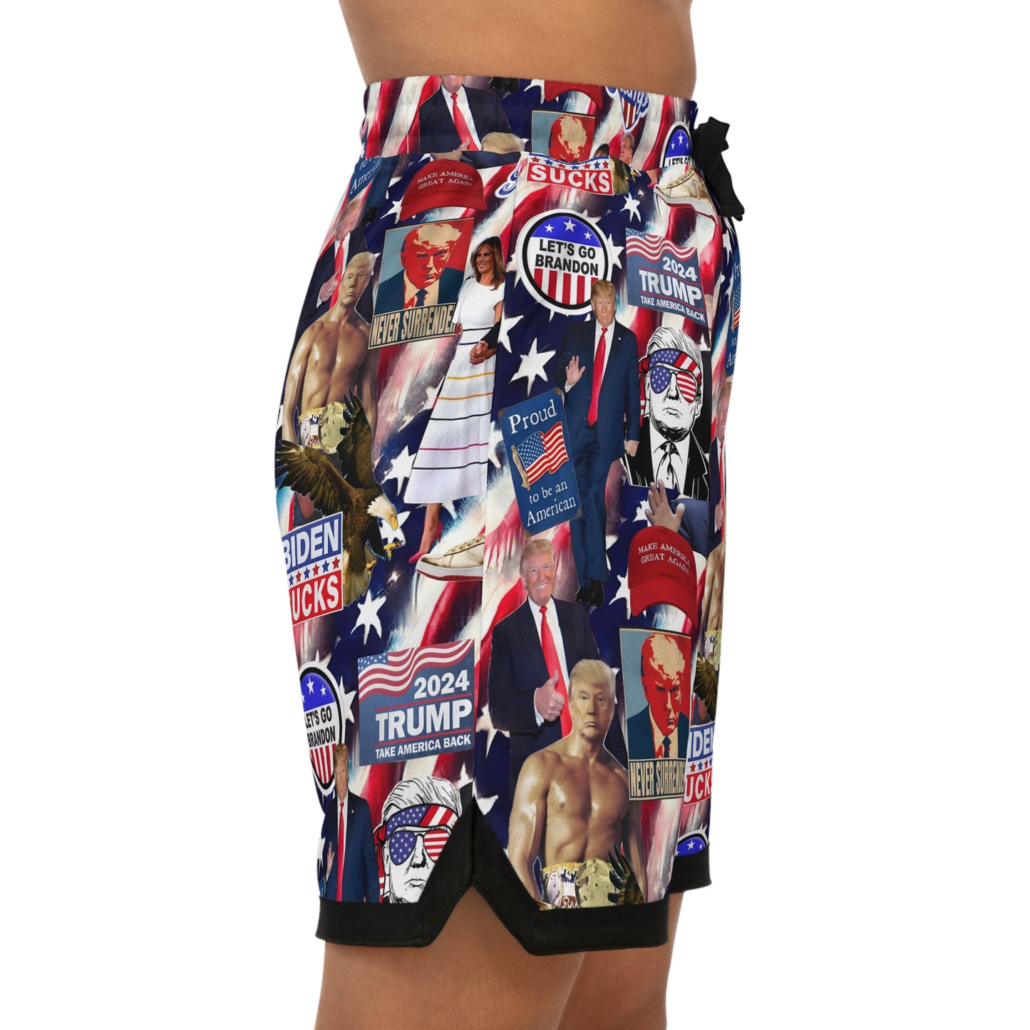 Donald Trump 2024 MAGA Montage Basketball Rib Shorts