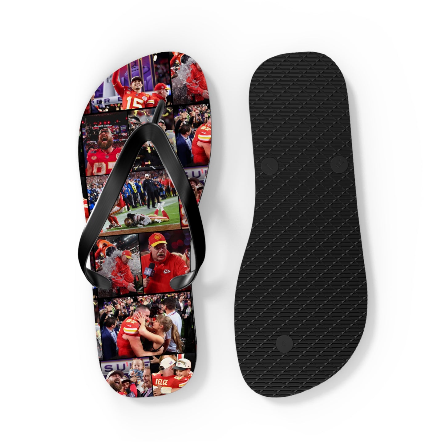 Kansas City Chiefs Superbowl LVIII Championship Victory Collage Flip Flops