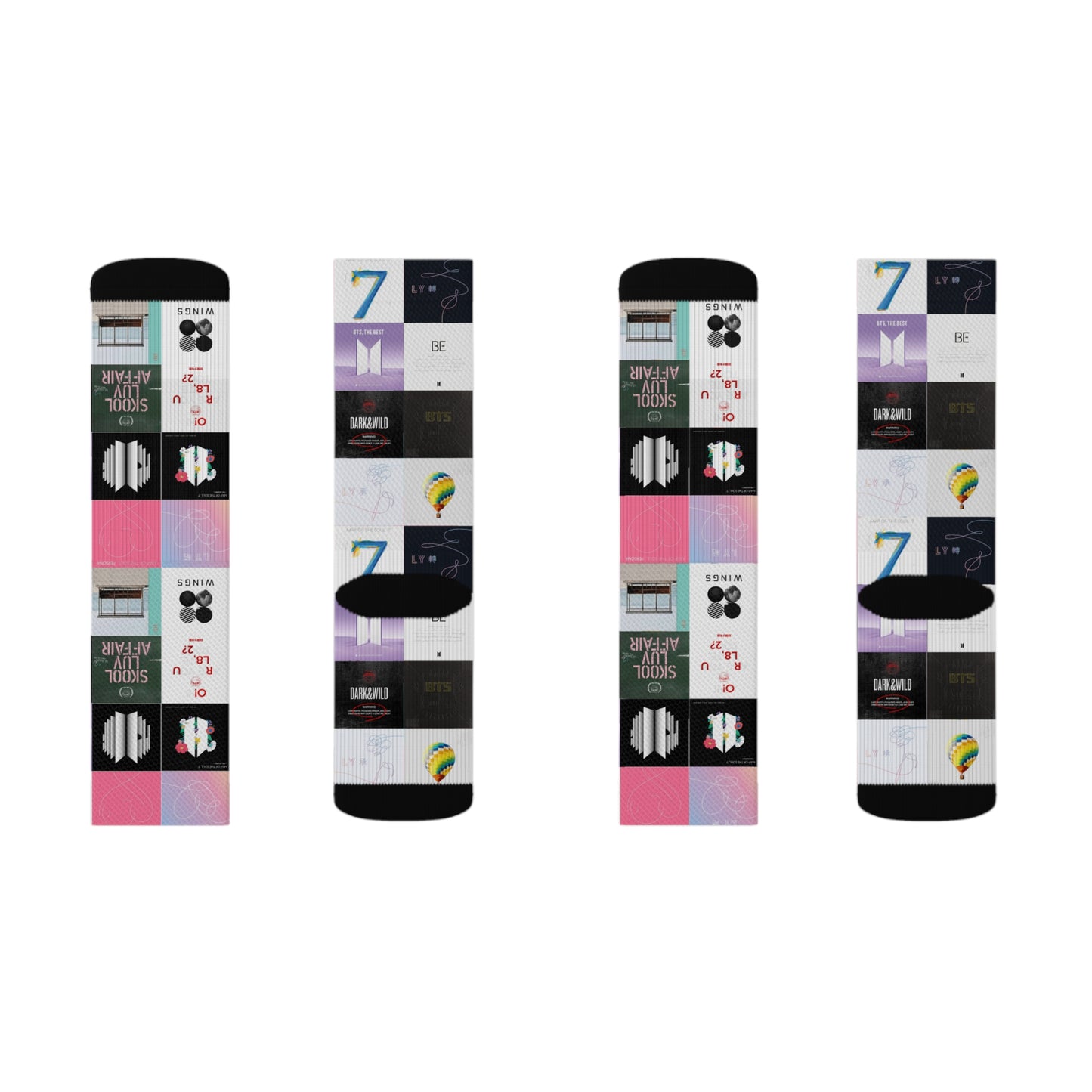 BTS Album Cover Art Collage Tube Socks