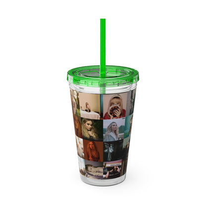 Sabrina Carpenter Album Cover Collage Sunsplash Tumbler with Straw