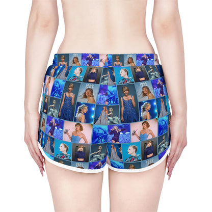 Taylor Swift Blue Aesthetic Collage Women's Relaxed Shorts