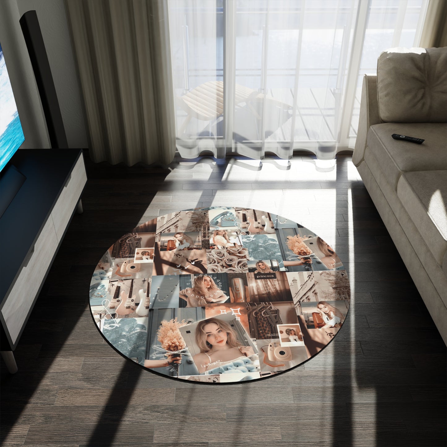 Sabrina Carpenter Peachy Princess Collage Round Rug