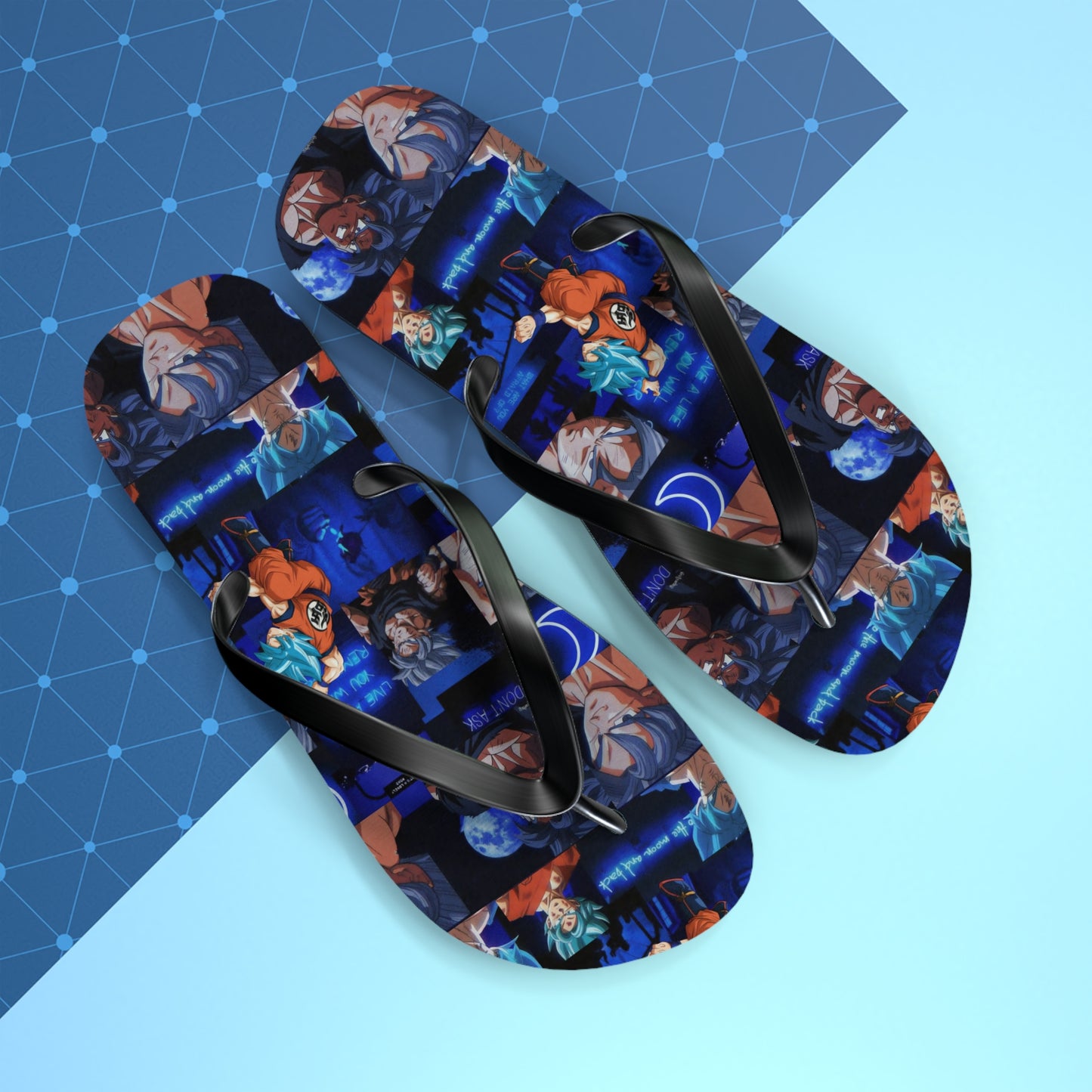 Dragon Ball Z Saiyan Moonlight Collage Flip Flops