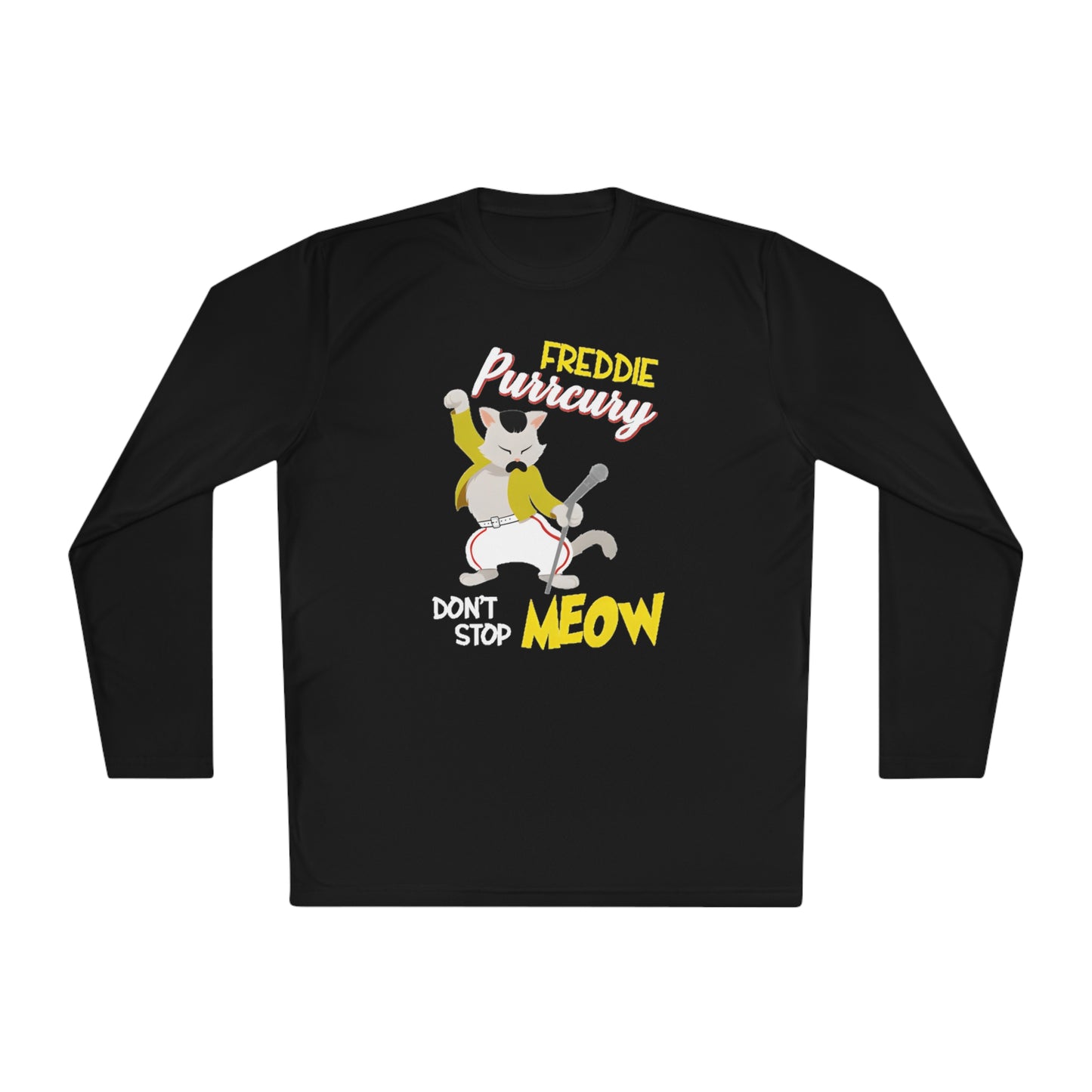 Queen Don't Stop Meow Freddie Purrcury Unisex Lightweight Long Sleeve Tee