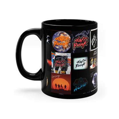 Daft Punk Album Cover Art Collage Black Ceramic Mug