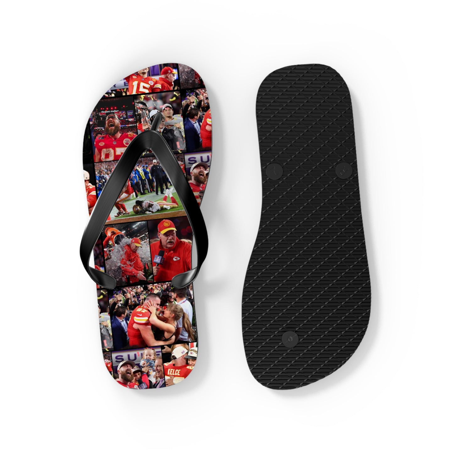 Kansas City Chiefs Superbowl LVIII Championship Victory Collage Flip Flops