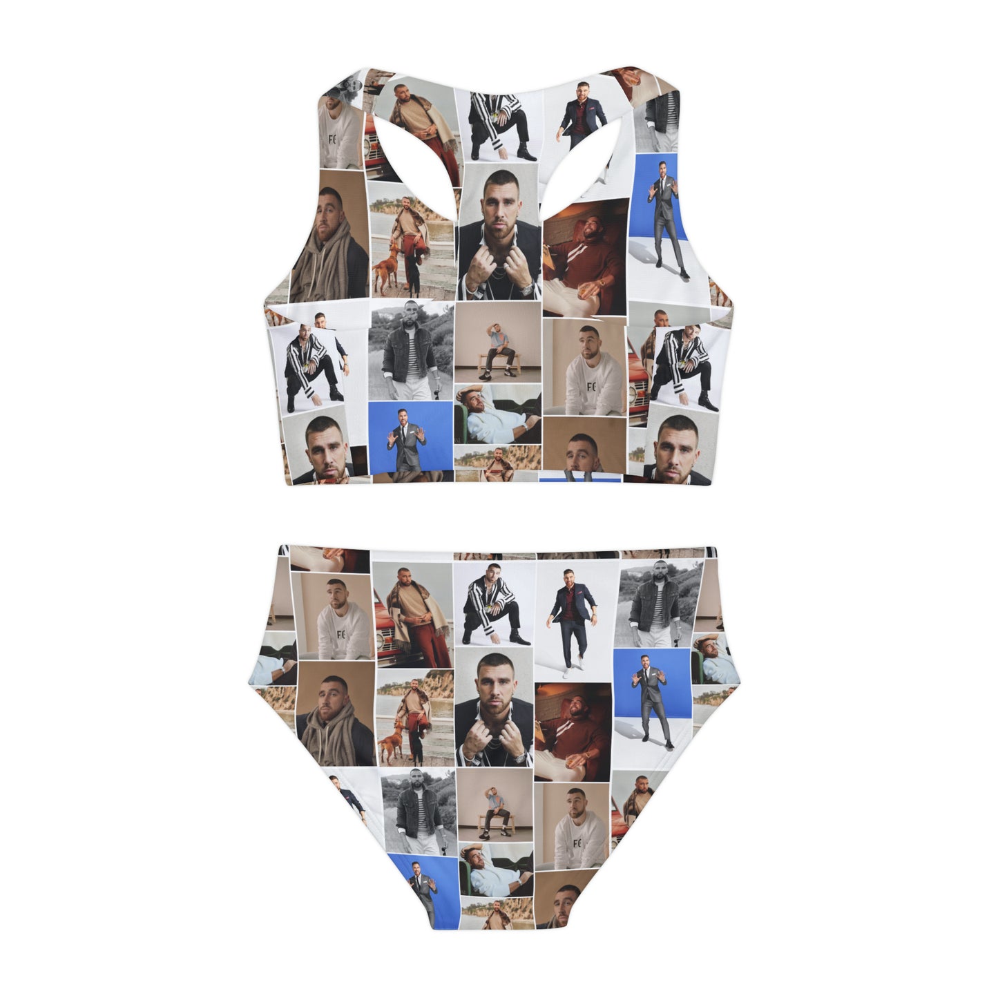 Travis Kelce Portrait Photo Mosaic Girls Two Piece Swimsuit