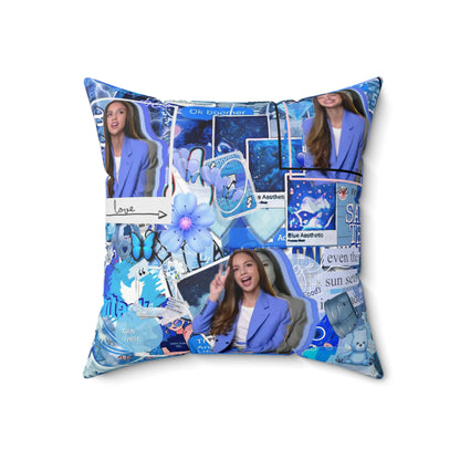 Olivia Rodrigo Blue Aesthetic Collage Spun Polyester Square Pillow