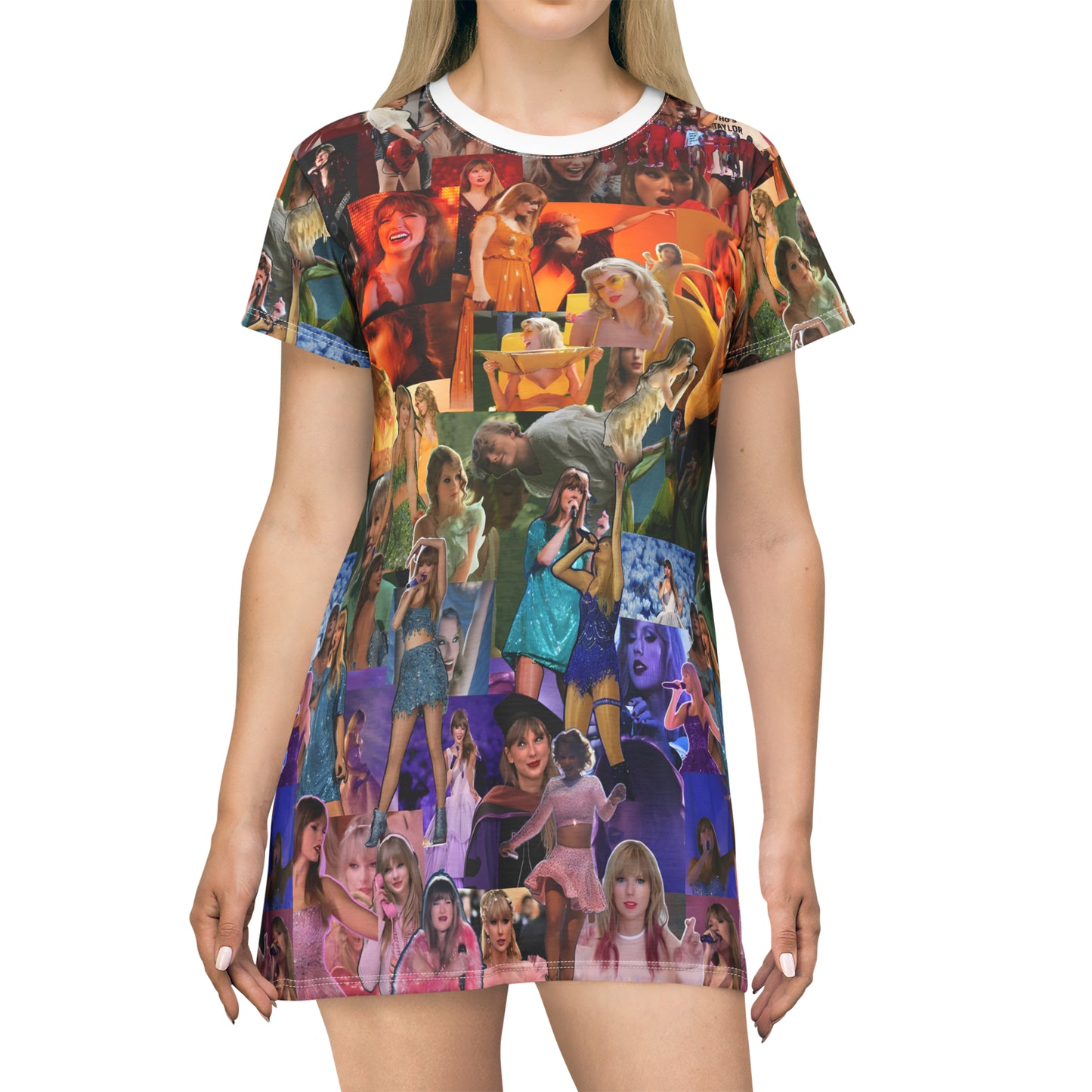 Taylor Swift Rainbow Photo Collage T-Shirt Dress