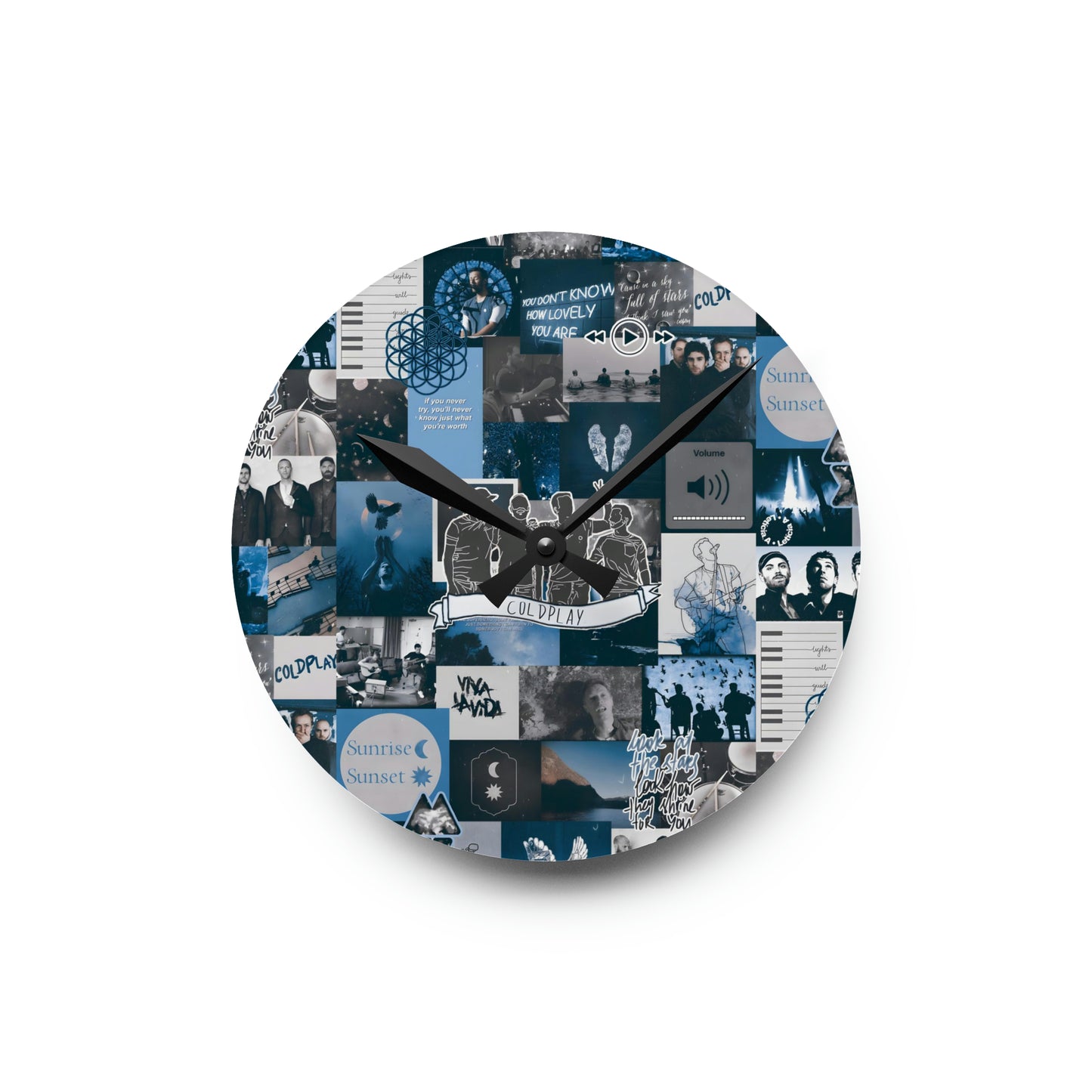 Coldplay Sunrise Sunset Collage Acrylic Wall Clock