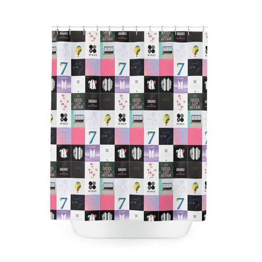 BTS Album Cover Art Collage Polyester Shower Curtain