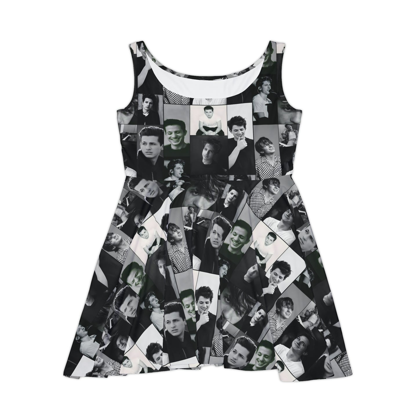 Charlie Puth Black And White Portraits Collage Women's Skater Dress