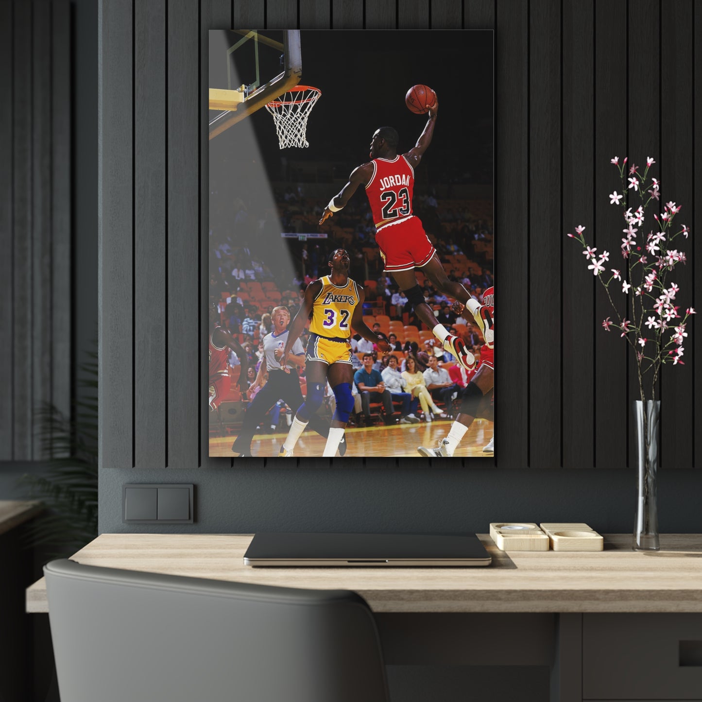 Michael Jordan Dunking On Magic Johnson Acrylic Prints