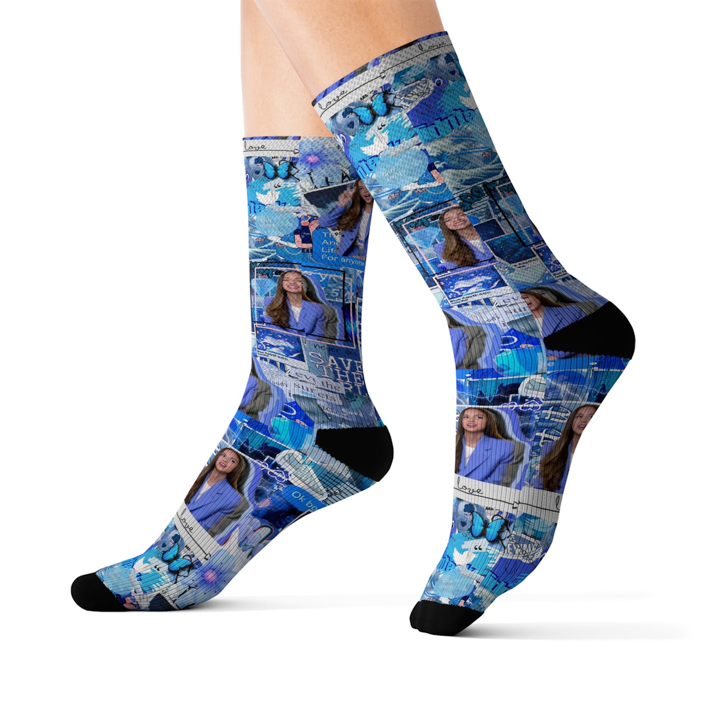 Olivia Rodrigo Blue Aesthetic Collage Tube Socks