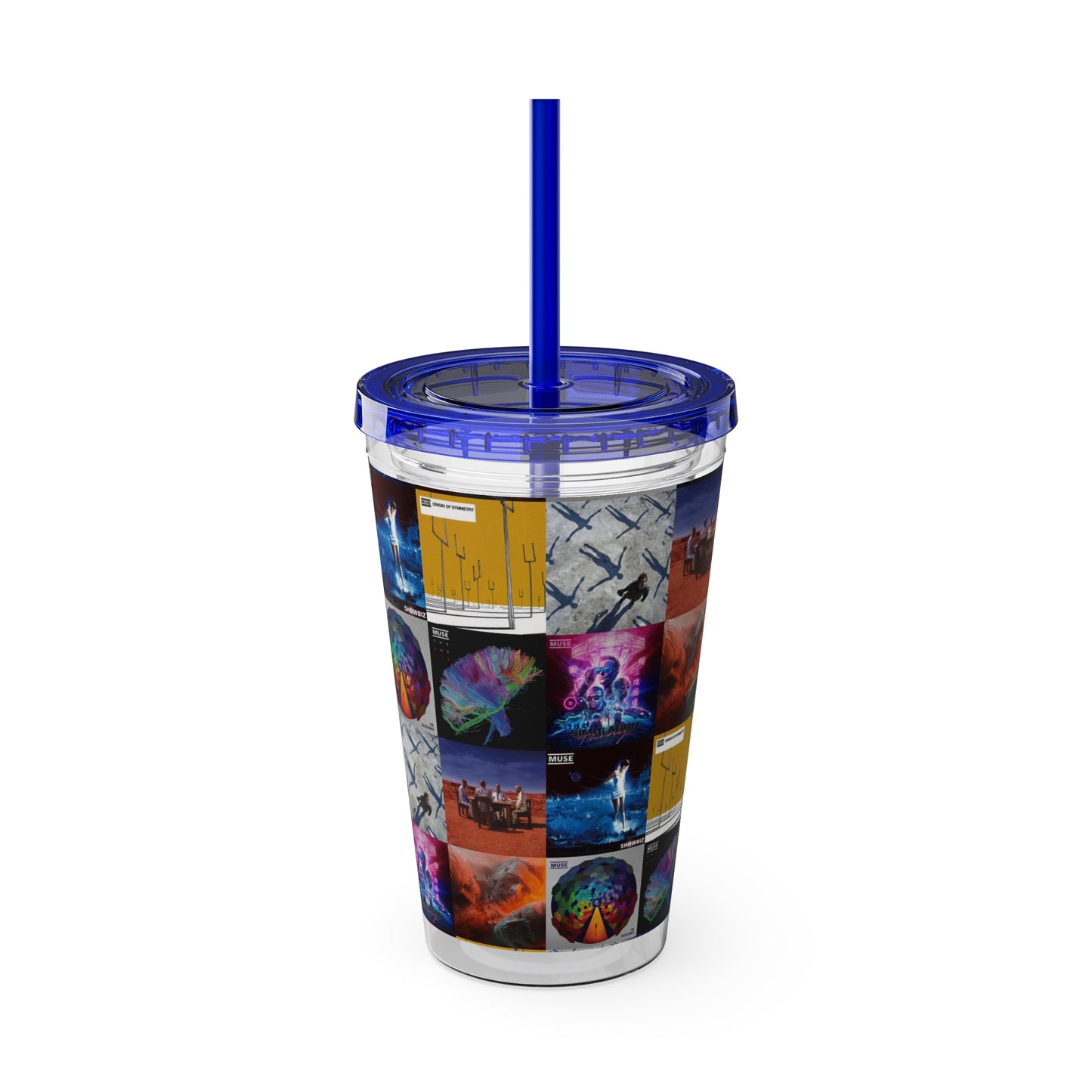 Muse Album Cover Collage Sunsplash Tumbler with Straw