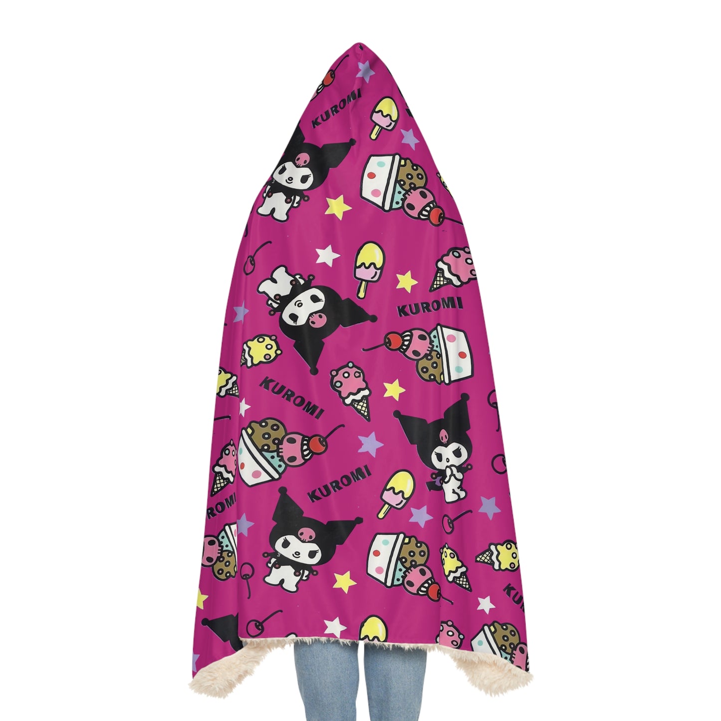 Kuromi Ice Cream Sundae Pattern Snuggle Blanket