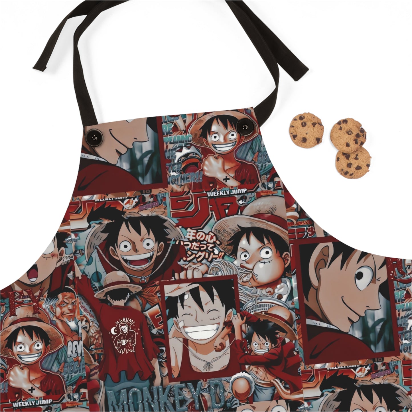 One Piece Anime Monkey D Luffy Red Collage Apron