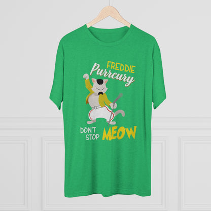 Queen Don't Stop Meow Freddie Purrcury Unisex Tri-Blend Crew Tee