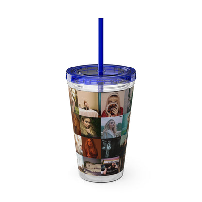 Sabrina Carpenter Album Cover Collage Sunsplash Tumbler with Straw