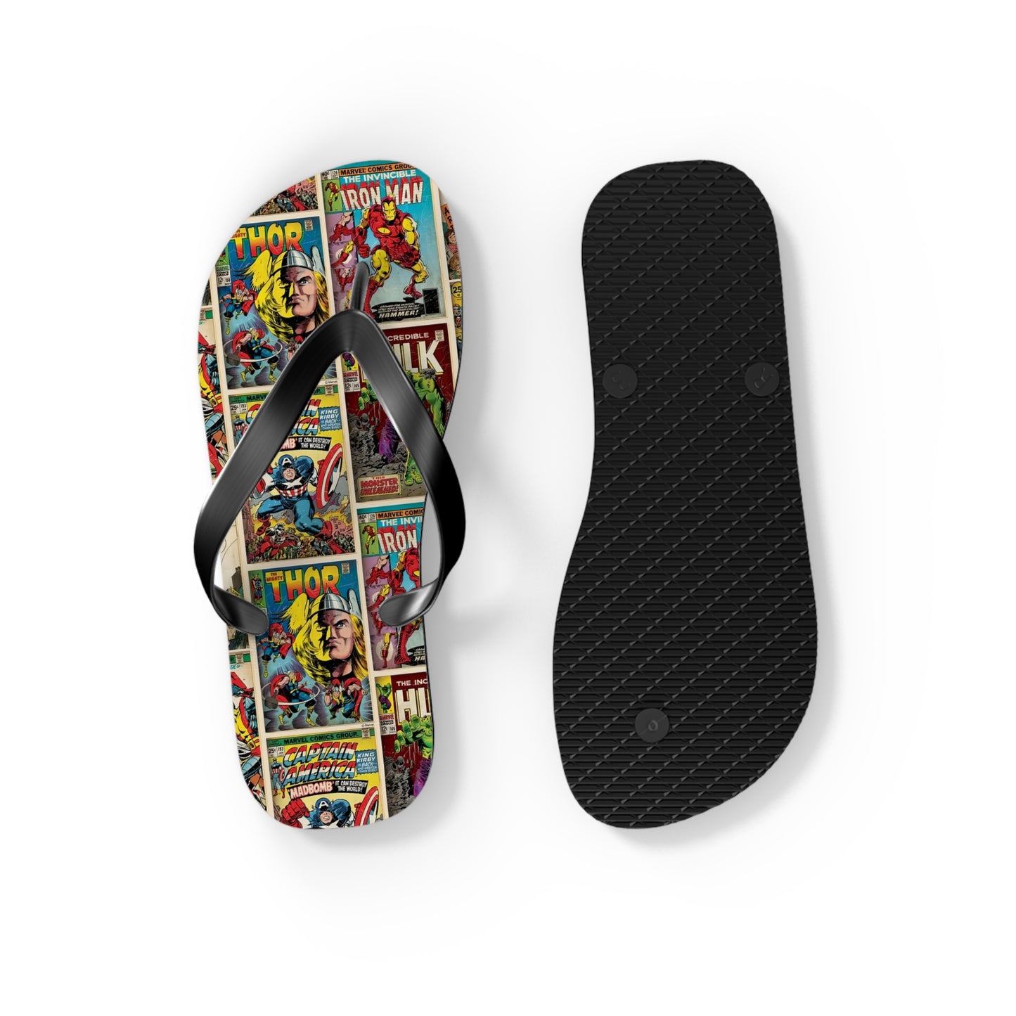 Marvel Comic Book Cover Collage Flip Flops