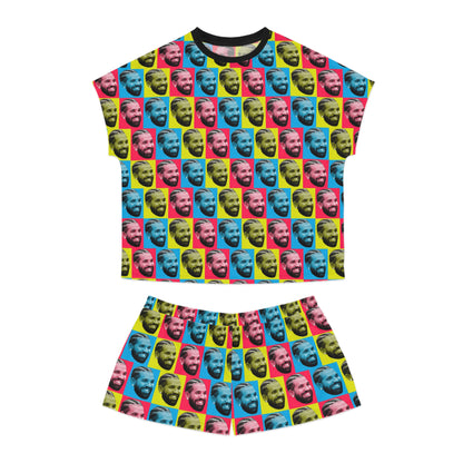 Drake Colored Checker Faces Women's Short Pajama Set