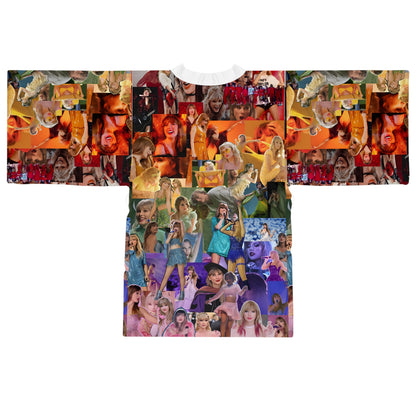 Taylor Swift Rainbow Photo Collage Long Sleeve Kimono Robe
