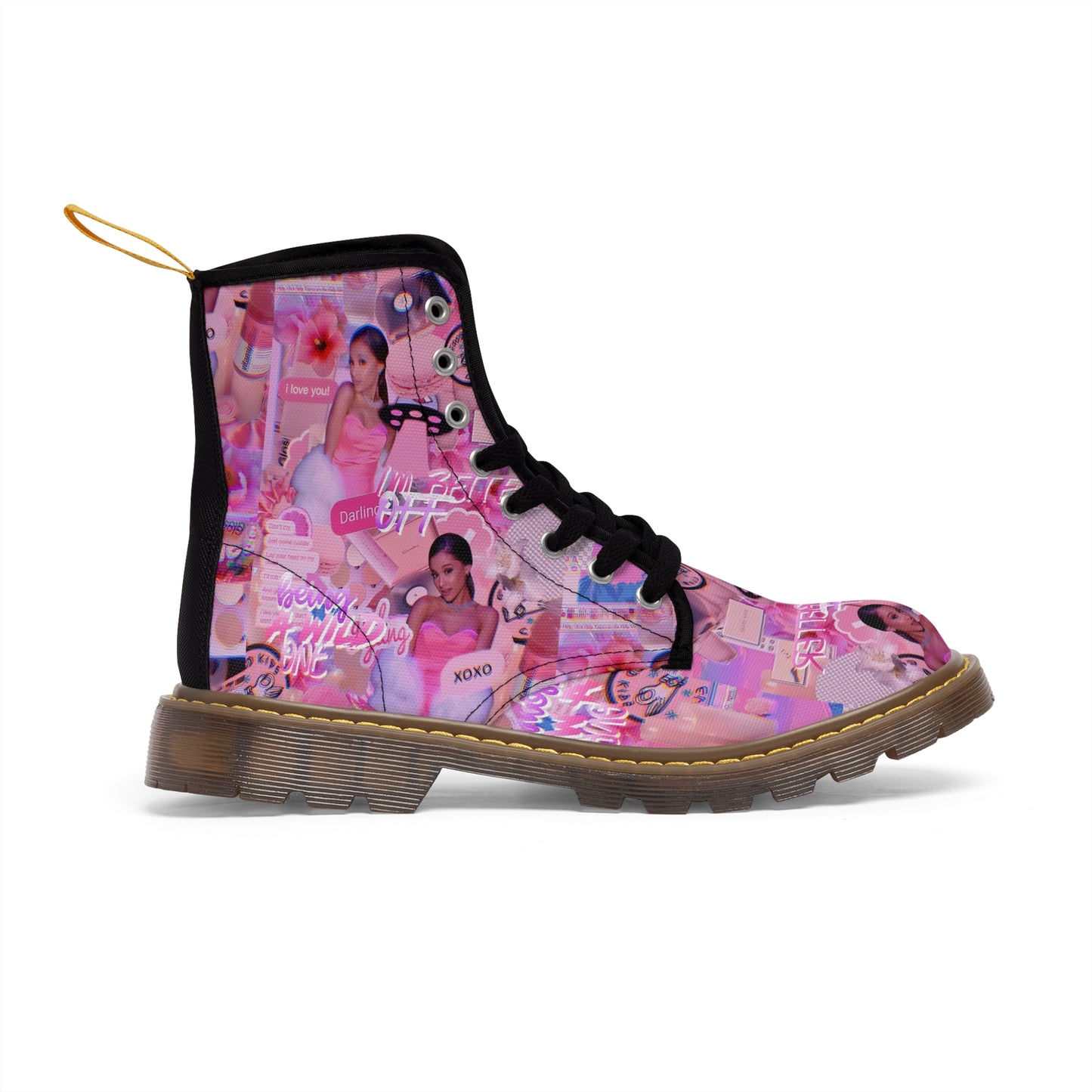 Ariana Grande Purple Vibes Collage Women's Canvas Boots