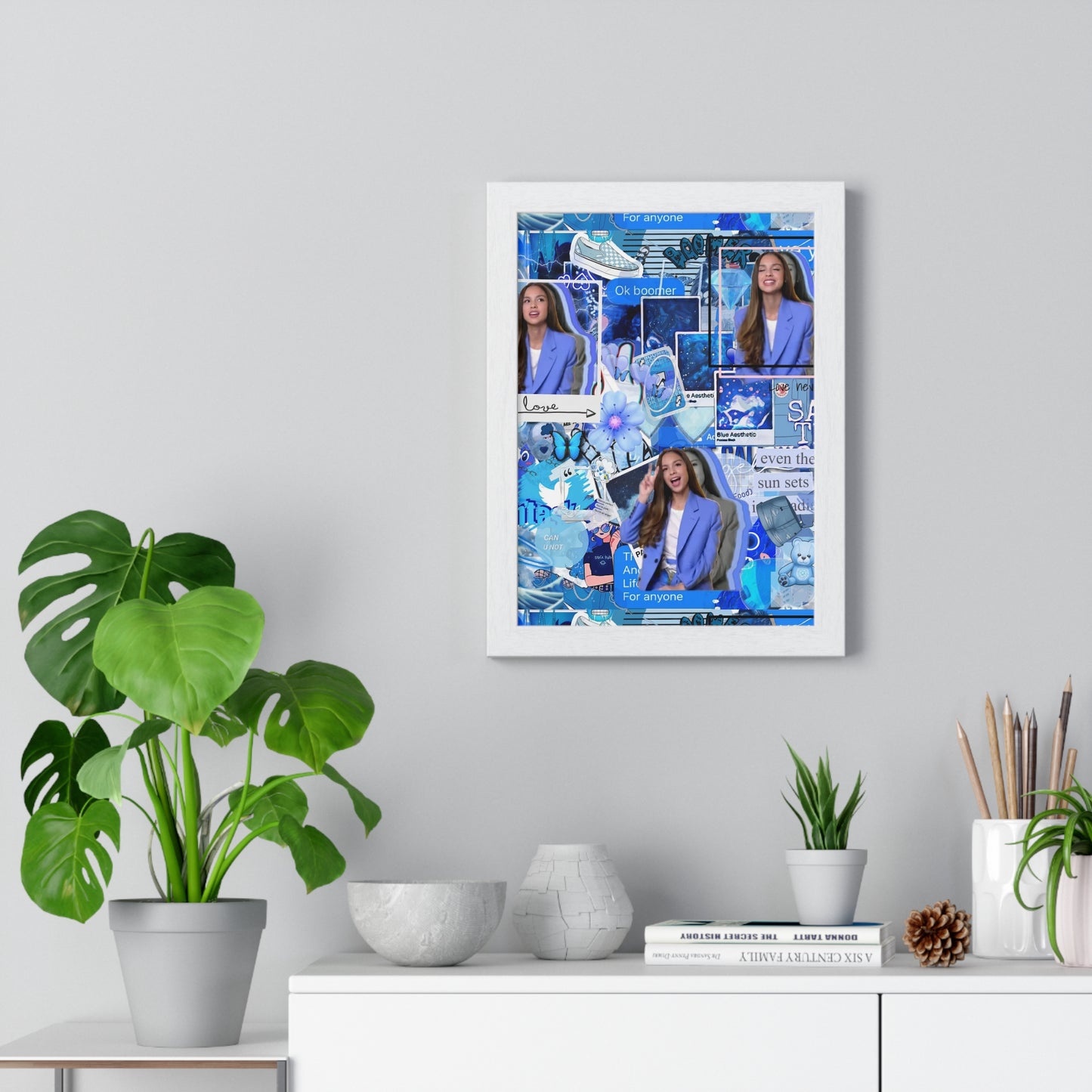 Olivia Rodrigo Blue Aesthetic Collage Framed Print