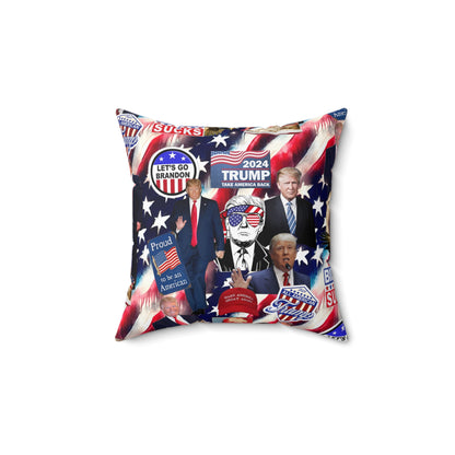 Donald Trump 2024 MAGA Montage Spun Polyester Square Pillow