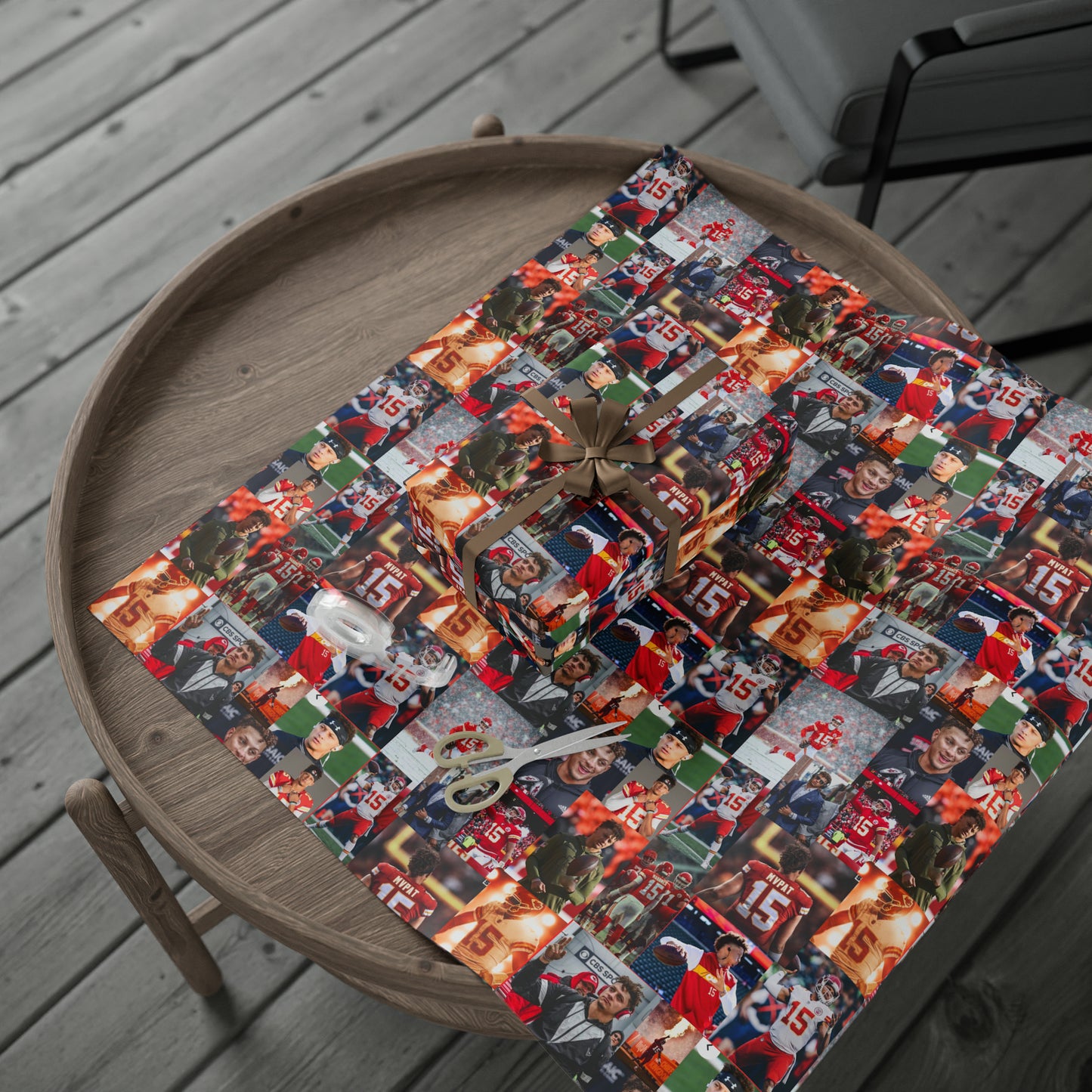 Patrick Mahomes Chiefs MVPAT Photo Collage Gift Wrapping Paper