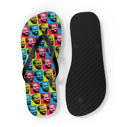 Drake Colored Checker Faces Flip Flops
