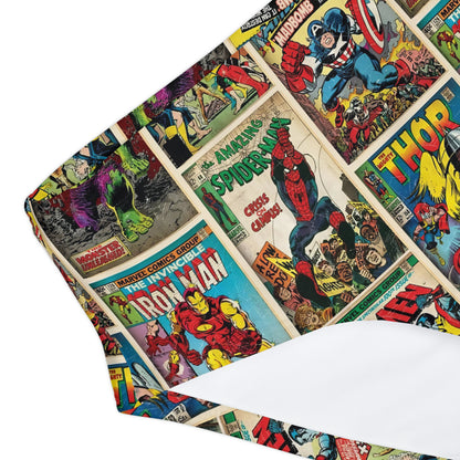 Marvel Comic Book Cover Collage Girls Two Piece Swimsuit