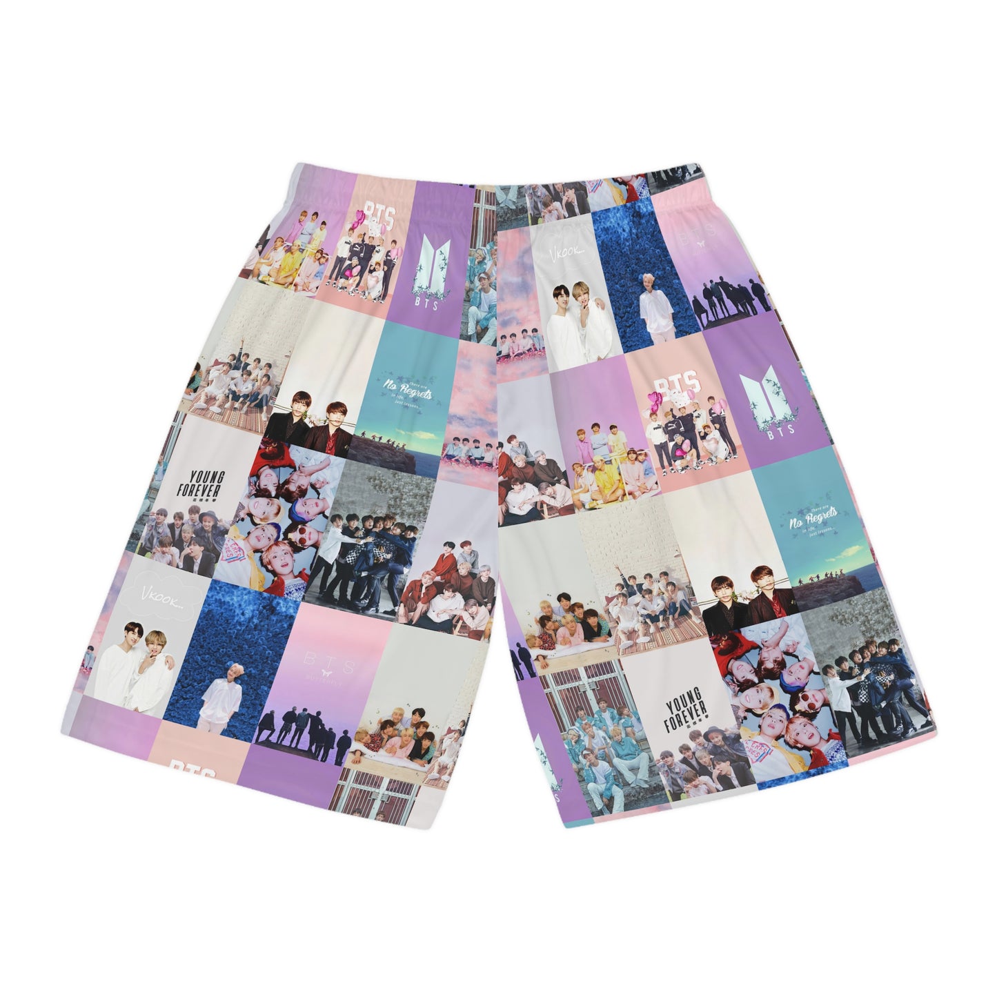 BTS Pastel Aesthetic Collage Basketball Shorts