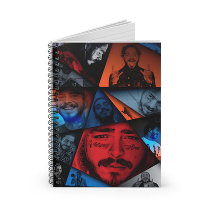 Post Malone Crystal Portaits Collage Ruled Line Spiral Notebook