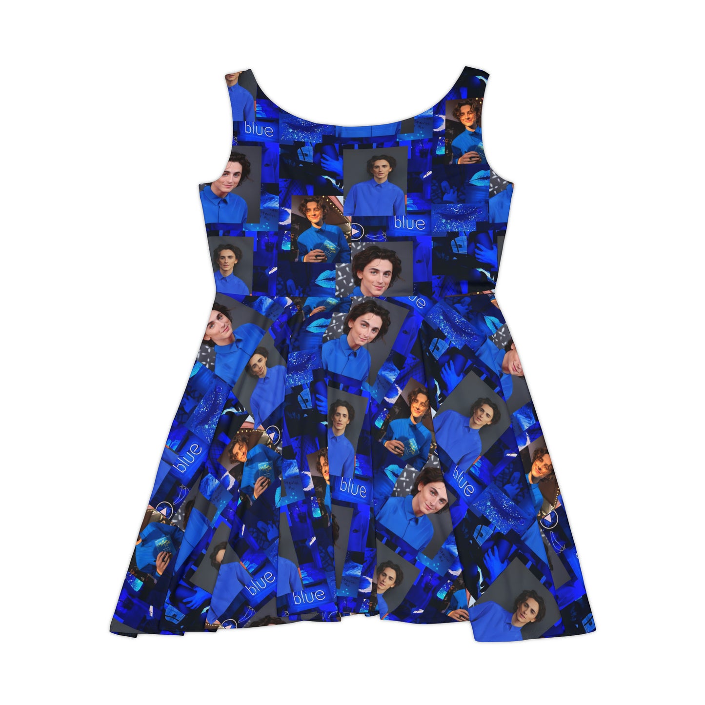 Timothee Chalamet Cool Blue Collage Women's Skater Dress