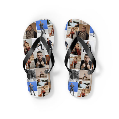 Travis Kelce Portrait Photo Mosaic Flip Flops