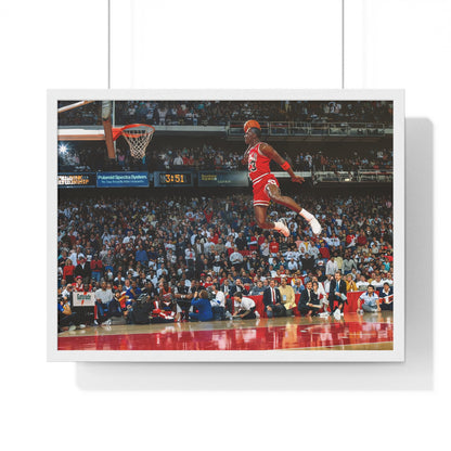 Michael Jordan Free Throw Line Slam Dunk Premium Framed Horizontal Poster