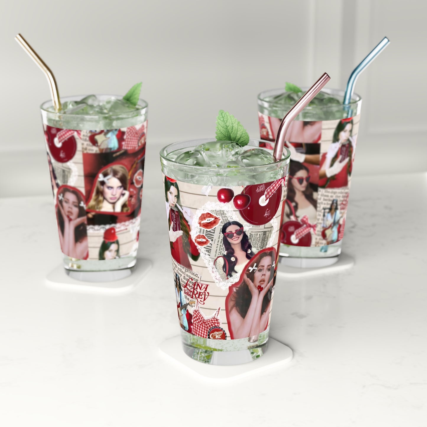 Lana Del Rey Cherry Coke Collage Pint Glass