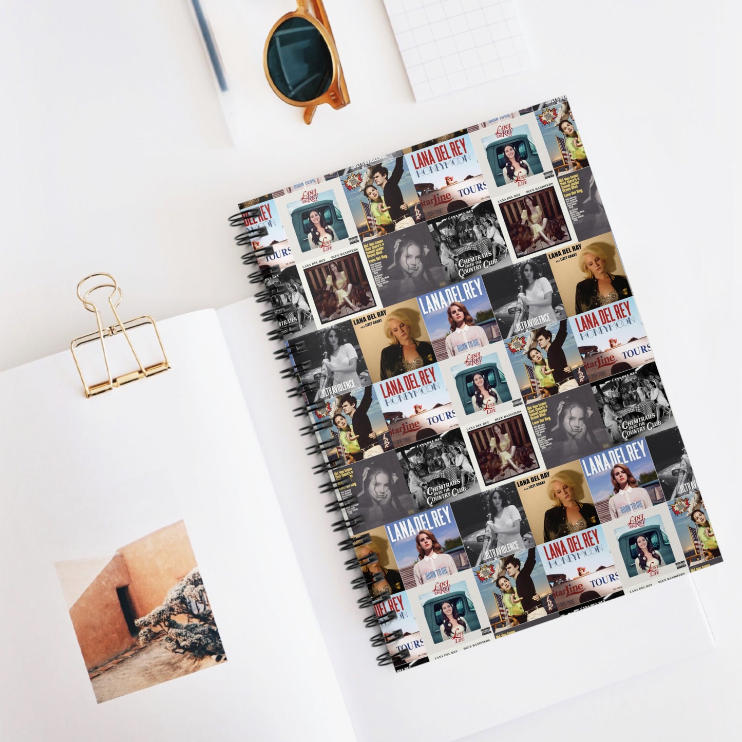 Lana Del Rey Album Cover Collage Ruled Line Spiral Notebook