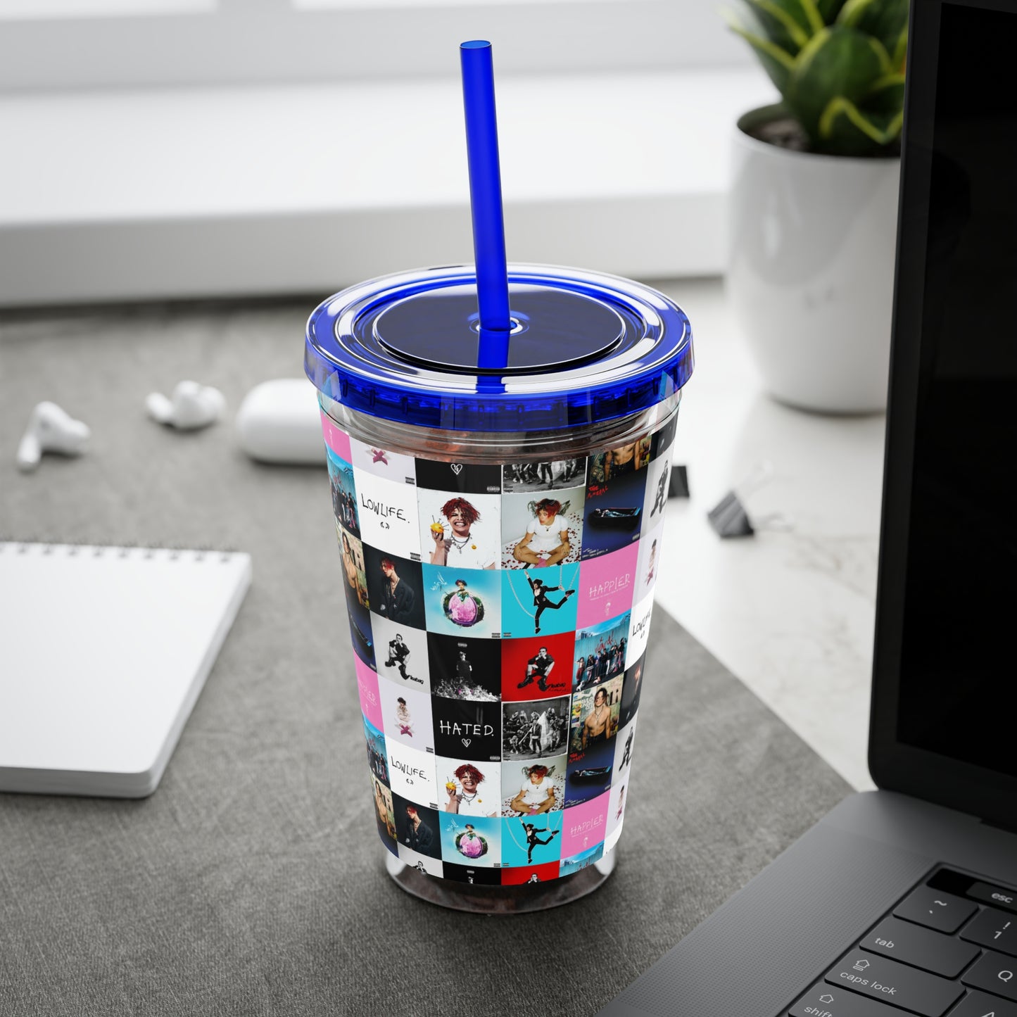 YUNGBLUD Album Cover Art Collage Sunsplash Tumbler with Straw