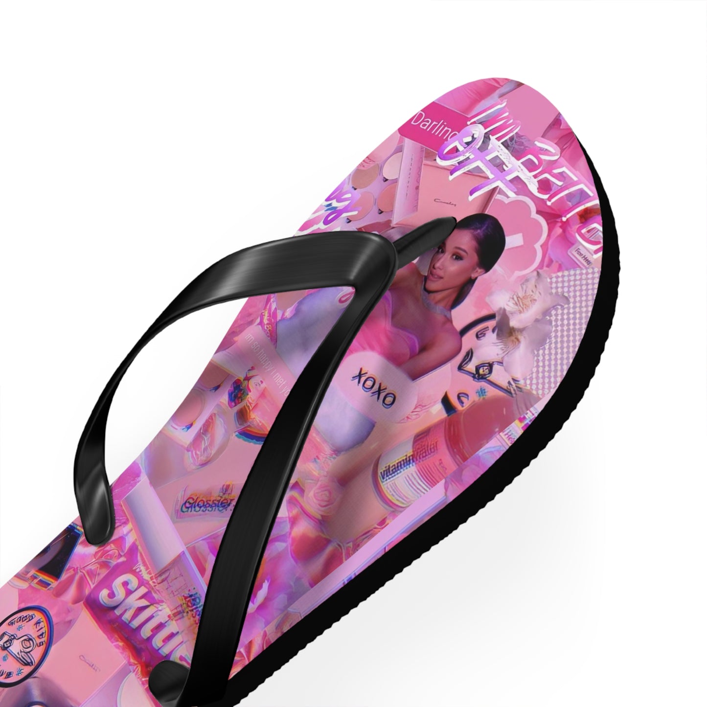 Ariana Grande Purple Vibes Collage Flip Flops