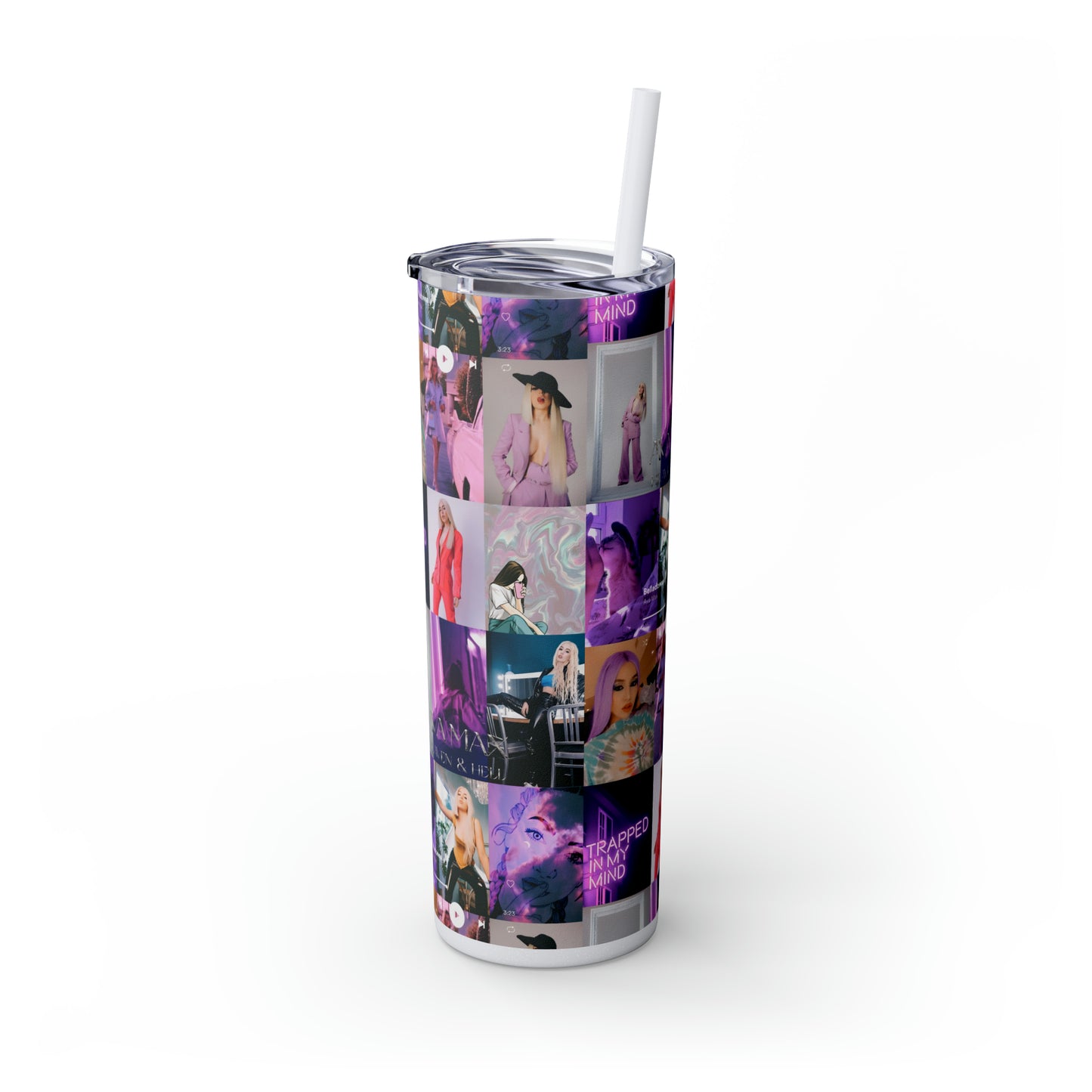 Ava Max Belladonna Photo Collage Skinny Tumbler with Straw